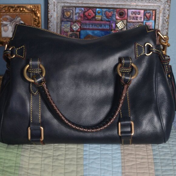 Dooney & Bourke Navy Florentine Small Satchel Purse Bag Fab Condition - Picture 2 of 10